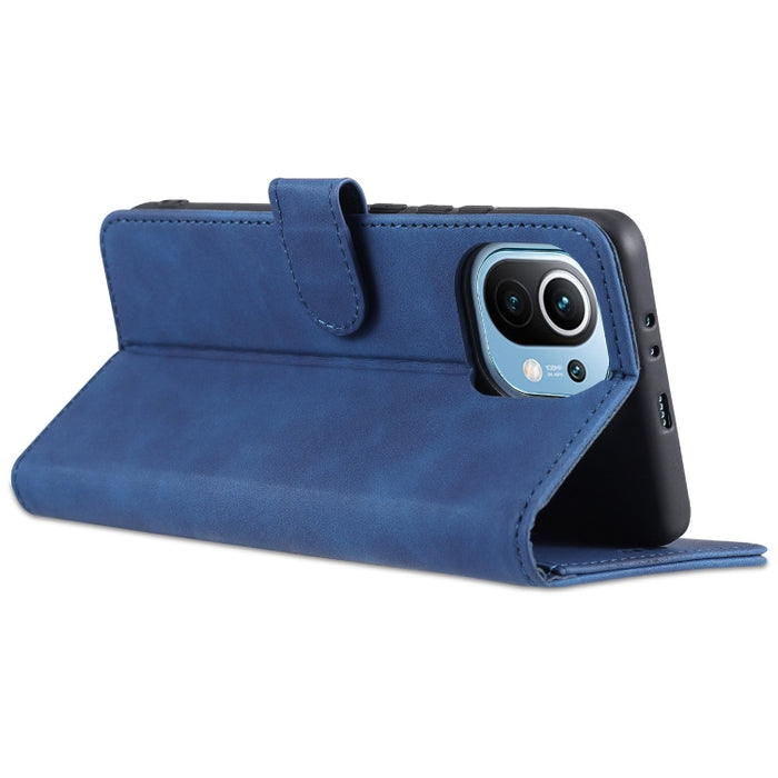 AZNS Skin Feel Calf Texture Funda de cuero con tapa horizontal con ranuras para tarjetas y soporte y billetera, For Xiaomi Mi 11, For vivo Y73s / S7e, For OPPO A15 / A35 4G