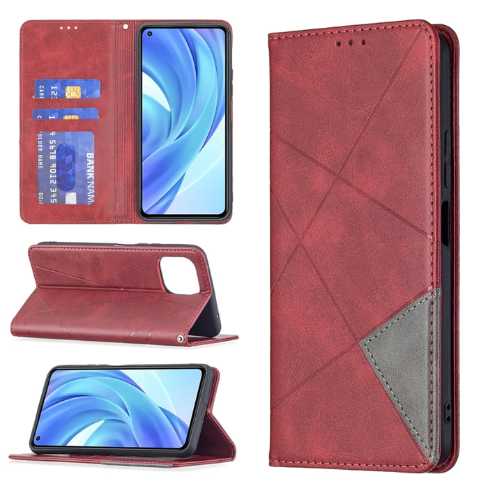 Estuche de cuero magnético con tapa horizontal con textura de rombos con soporte y ranuras para tarjetas, For Samsung Galaxy A03s, For Xiaomi Mi 11 Lite, For Xiaomi Poco M3 Pro / Redmi Note 10 5G, For Samsung Galaxy A03s 164mm