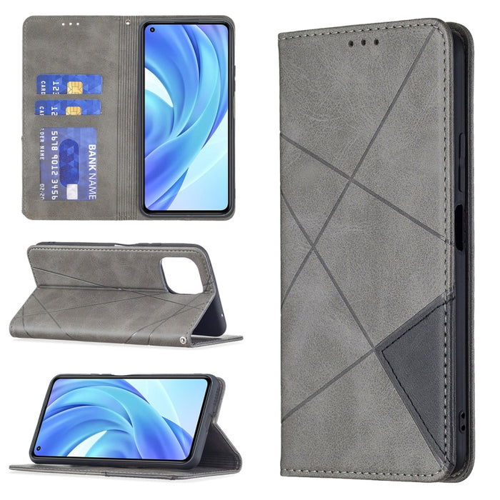 Estuche de cuero magnético con tapa horizontal con textura de rombos con soporte y ranuras para tarjetas, For Samsung Galaxy A03s, For Xiaomi Mi 11 Lite, For Xiaomi Poco M3 Pro / Redmi Note 10 5G, For Samsung Galaxy A03s 164mm
