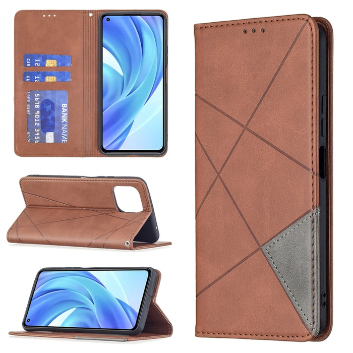 Estuche de cuero magnético con tapa horizontal con textura de rombos con soporte y ranuras para tarjetas, For Samsung Galaxy A03s, For Xiaomi Mi 11 Lite, For Xiaomi Poco M3 Pro / Redmi Note 10 5G, For Samsung Galaxy A03s 164mm