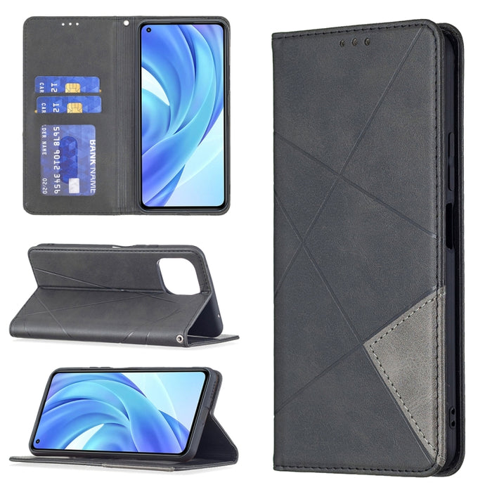 Estuche de cuero magnético con tapa horizontal con textura de rombos con soporte y ranuras para tarjetas, For Samsung Galaxy A03s, For Xiaomi Mi 11 Lite, For Xiaomi Poco M3 Pro / Redmi Note 10 5G, For Samsung Galaxy A03s 164mm