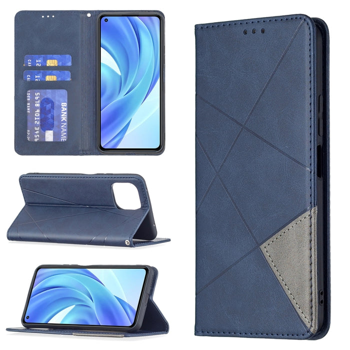 Estuche de cuero magnético con tapa horizontal con textura de rombos con soporte y ranuras para tarjetas, For Samsung Galaxy A03s, For Xiaomi Mi 11 Lite, For Xiaomi Poco M3 Pro / Redmi Note 10 5G, For Samsung Galaxy A03s 164mm