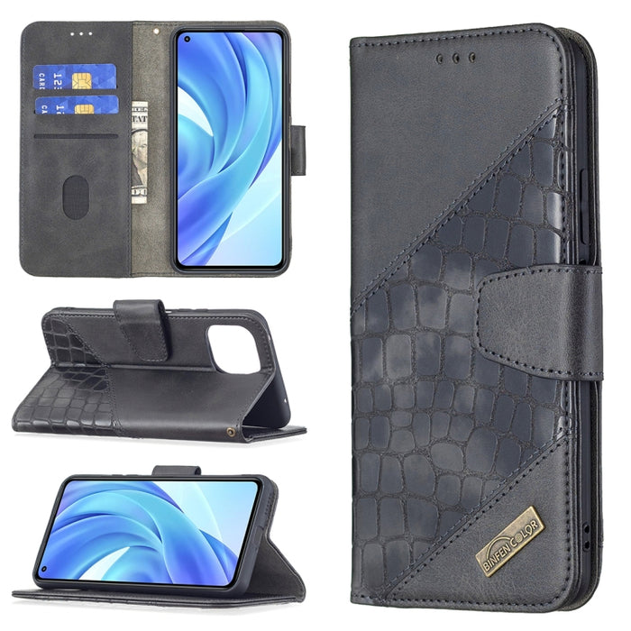 Funda de cuero PU con tapa horizontal y textura de cocodrilo a juego con billetera, soporte y ranuras para tarjetas, For Samsung Galaxy A03s 164mm, For Xiaomi Mi 11 Lite, For Xiaomi Poco M3 Pro / Redmi Note 10 5G