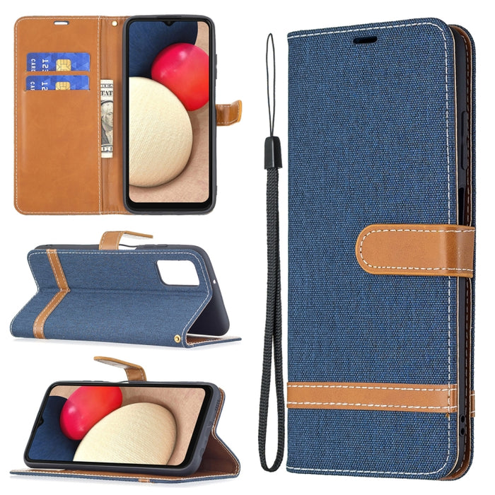 Estuche de cuero con tapa horizontal de textura de mezclilla a juego con soporte y ranuras para tarjetas y billetera y cordón, For Xiaomi Mi 11 Lite, For Xiaomi Poco M3 Pro / Redmi Note 10 5G, For Samsung Galaxy A03s 164mm