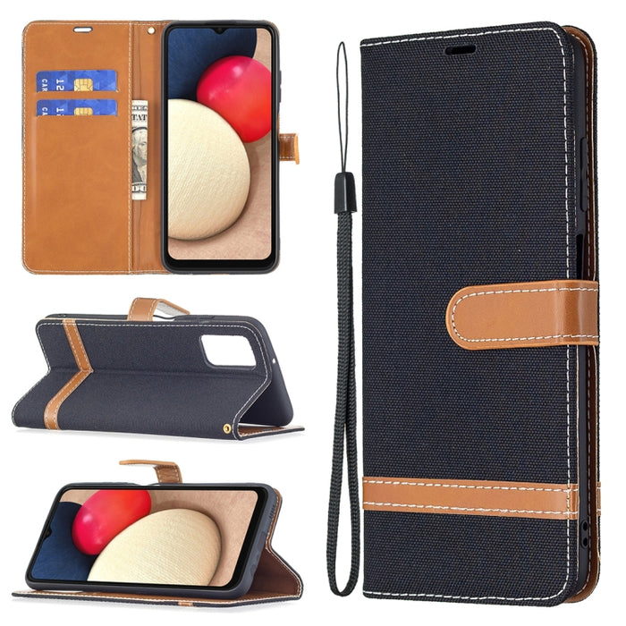 Estuche de cuero con tapa horizontal de textura de mezclilla a juego con soporte y ranuras para tarjetas y billetera y cordón, For Xiaomi Mi 11 Lite, For Xiaomi Poco M3 Pro / Redmi Note 10 5G, For Samsung Galaxy A03s 164mm