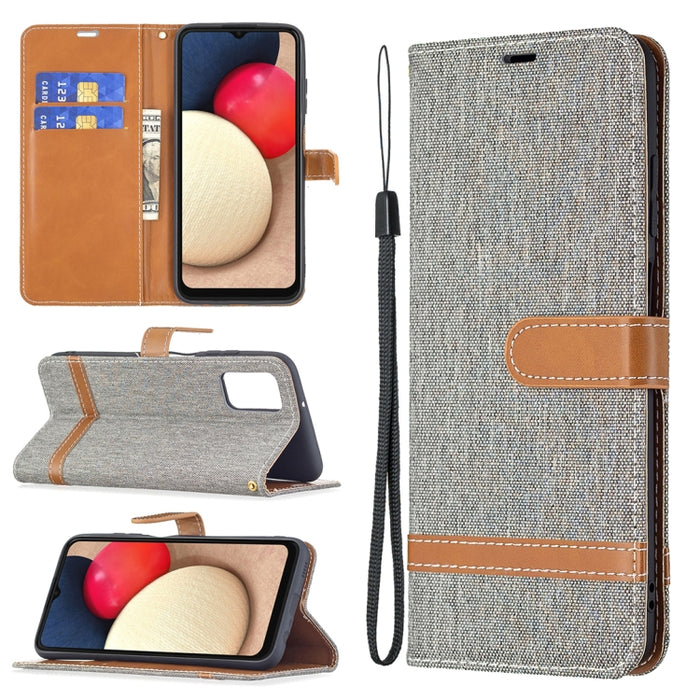 Estuche de cuero con tapa horizontal de textura de mezclilla a juego con soporte y ranuras para tarjetas y billetera y cordón, For Xiaomi Mi 11 Lite, For Xiaomi Poco M3 Pro / Redmi Note 10 5G, For Samsung Galaxy A03s 164mm