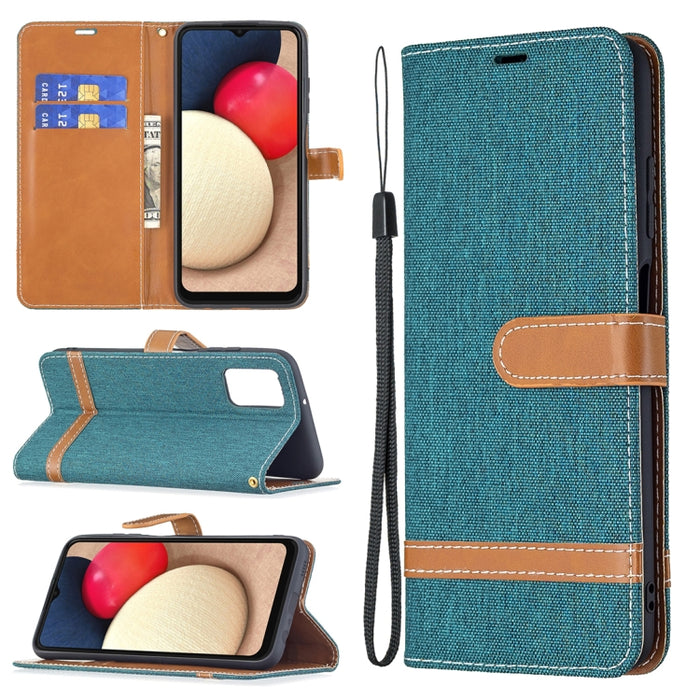 Estuche de cuero con tapa horizontal de textura de mezclilla a juego con soporte y ranuras para tarjetas y billetera y cordón, For Xiaomi Mi 11 Lite, For Xiaomi Poco M3 Pro / Redmi Note 10 5G, For Samsung Galaxy A03s 164mm