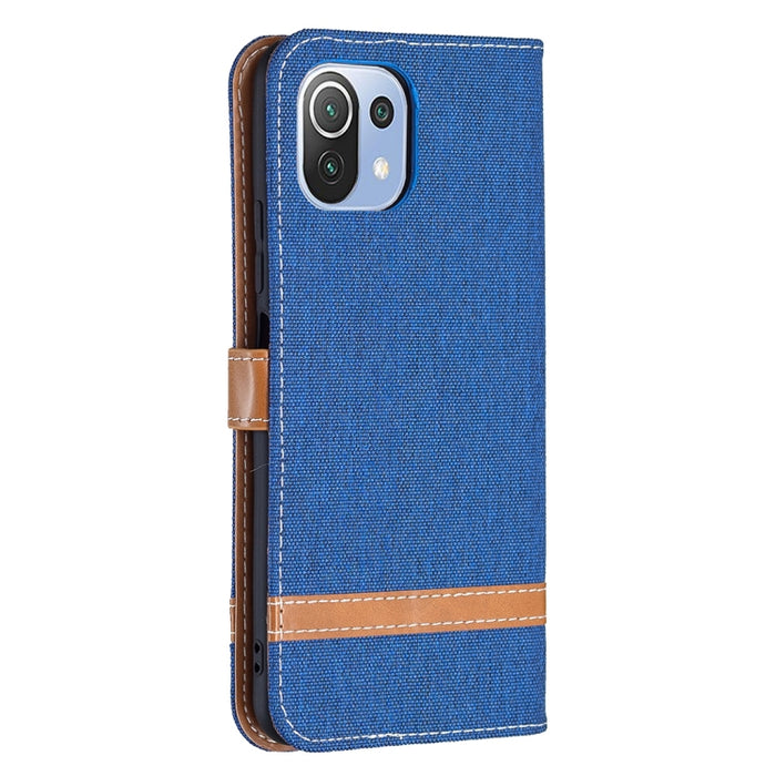 Estuche de cuero con tapa horizontal de textura de mezclilla a juego con soporte y ranuras para tarjetas y billetera y cordón, For Xiaomi Mi 11 Lite, For Xiaomi Poco M3 Pro / Redmi Note 10 5G, For Samsung Galaxy A03s 164mm