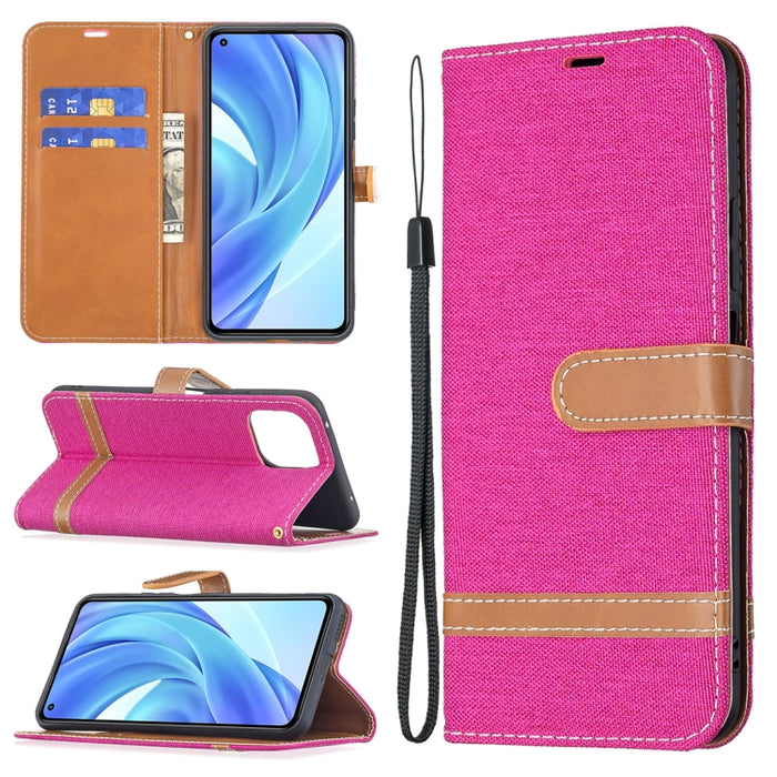 Estuche de cuero con tapa horizontal de textura de mezclilla a juego con soporte y ranuras para tarjetas y billetera y cordón, For Xiaomi Mi 11 Lite, For Xiaomi Poco M3 Pro / Redmi Note 10 5G, For Samsung Galaxy A03s 164mm