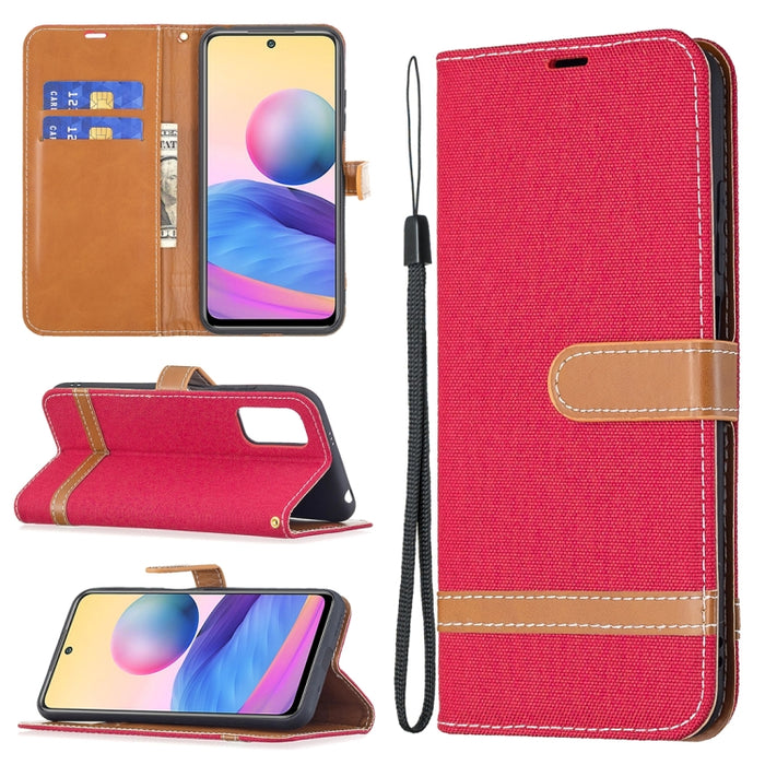 Estuche de cuero con tapa horizontal de textura de mezclilla a juego con soporte y ranuras para tarjetas y billetera y cordón, For Xiaomi Mi 11 Lite, For Xiaomi Poco M3 Pro / Redmi Note 10 5G, For Samsung Galaxy A03s 164mm