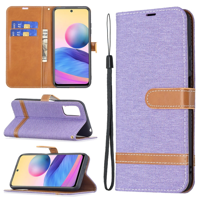 Estuche de cuero con tapa horizontal de textura de mezclilla a juego con soporte y ranuras para tarjetas y billetera y cordón, For Xiaomi Mi 11 Lite, For Xiaomi Poco M3 Pro / Redmi Note 10 5G, For Samsung Galaxy A03s 164mm