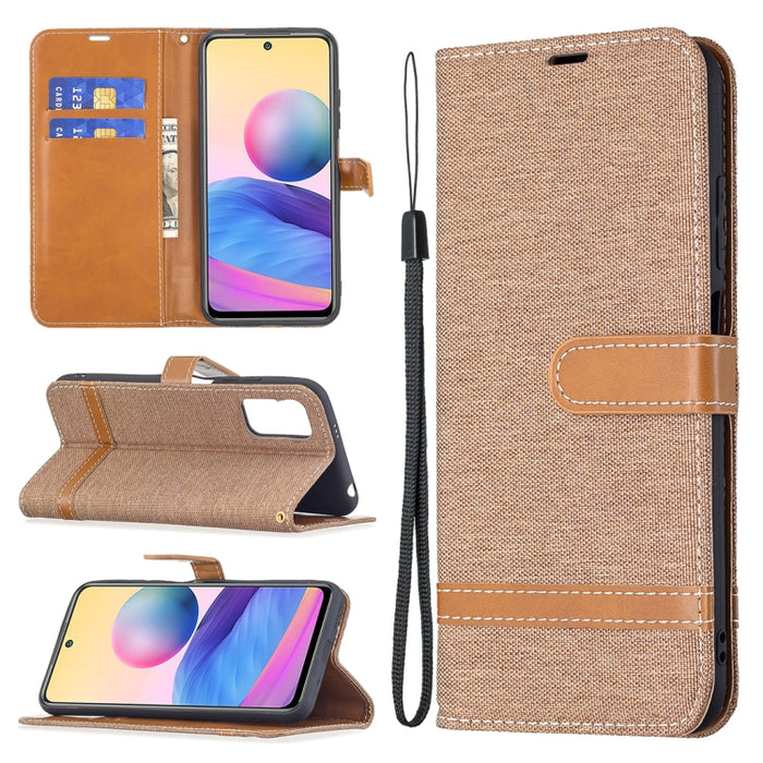 Estuche de cuero con tapa horizontal de textura de mezclilla a juego con soporte y ranuras para tarjetas y billetera y cordón, For Xiaomi Mi 11 Lite, For Xiaomi Poco M3 Pro / Redmi Note 10 5G, For Samsung Galaxy A03s 164mm