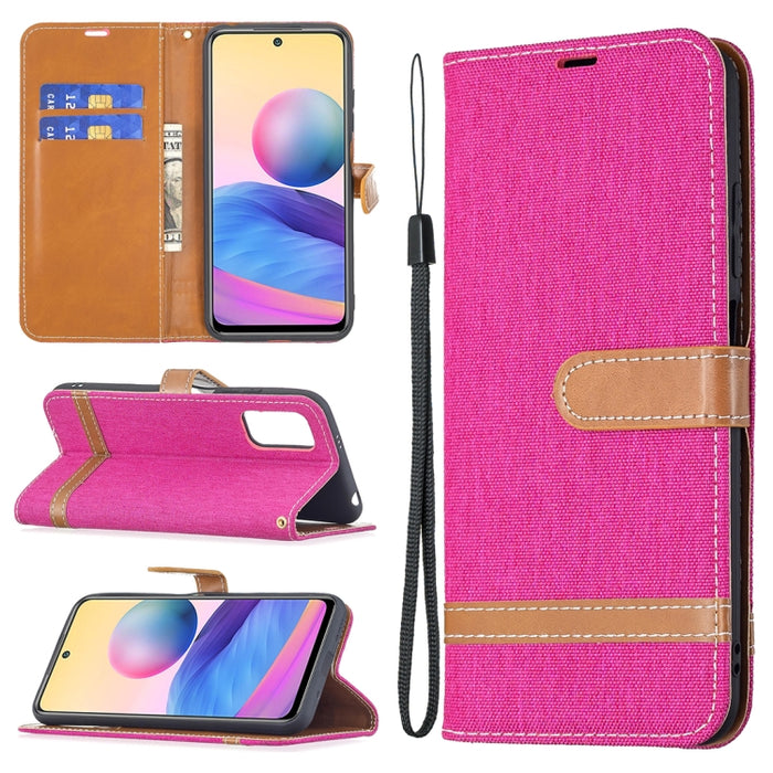 Estuche de cuero con tapa horizontal de textura de mezclilla a juego con soporte y ranuras para tarjetas y billetera y cordón, For Xiaomi Mi 11 Lite, For Xiaomi Poco M3 Pro / Redmi Note 10 5G, For Samsung Galaxy A03s 164mm