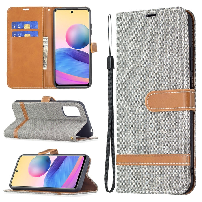Estuche de cuero con tapa horizontal de textura de mezclilla a juego con soporte y ranuras para tarjetas y billetera y cordón, For Xiaomi Mi 11 Lite, For Xiaomi Poco M3 Pro / Redmi Note 10 5G, For Samsung Galaxy A03s 164mm