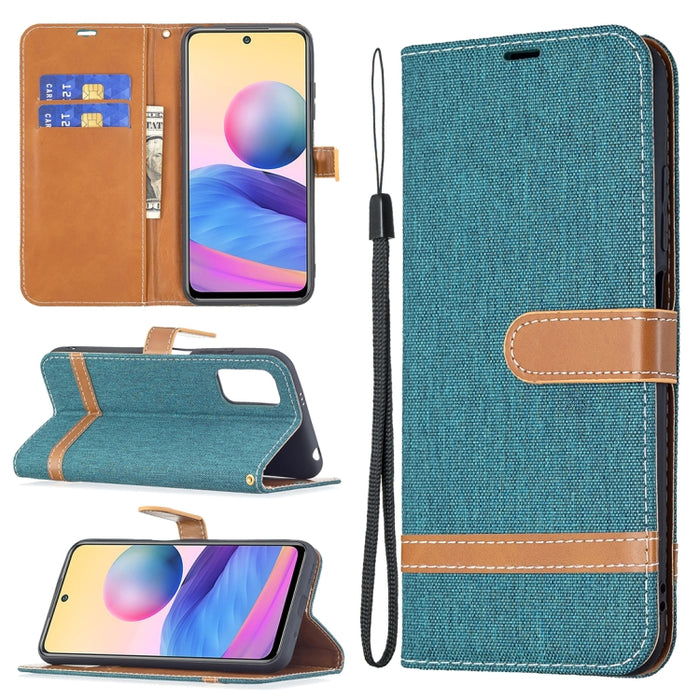Estuche de cuero con tapa horizontal de textura de mezclilla a juego con soporte y ranuras para tarjetas y billetera y cordón, For Xiaomi Mi 11 Lite, For Xiaomi Poco M3 Pro / Redmi Note 10 5G, For Samsung Galaxy A03s 164mm