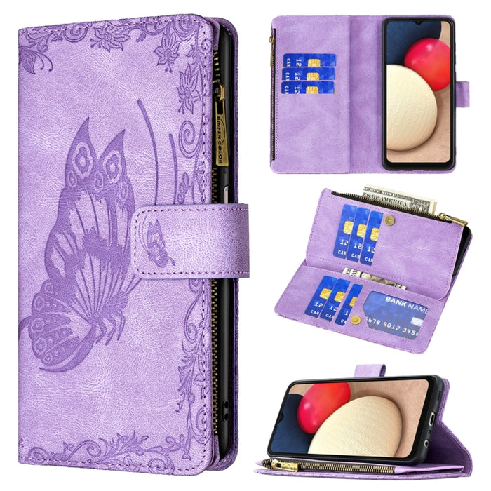 Estuche de cuero con tapa horizontal y cremallera con estampado de mariposa voladora con soporte y ranuras para tarjetas y billetera, For Samsung Galaxy A03s 164mm, For Xiaomi Mi 11 Lite, For Xiaomi Poco M3 Pro / Redmi Note 10 5G