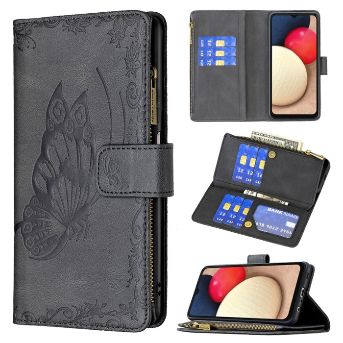 Estuche de cuero con tapa horizontal y cremallera con estampado de mariposa voladora con soporte y ranuras para tarjetas y billetera, For Samsung Galaxy A03s 164mm, For Xiaomi Mi 11 Lite, For Xiaomi Poco M3 Pro / Redmi Note 10 5G