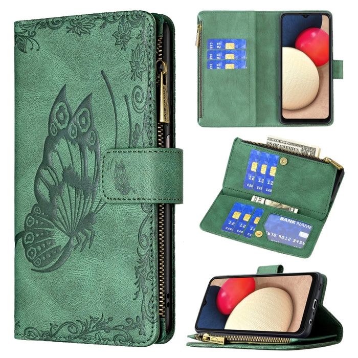Estuche de cuero con tapa horizontal y cremallera con estampado de mariposa voladora con soporte y ranuras para tarjetas y billetera, For Samsung Galaxy A03s 164mm, For Xiaomi Mi 11 Lite, For Xiaomi Poco M3 Pro / Redmi Note 10 5G