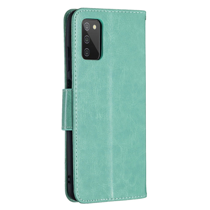Estuche de cuero de PU con tapa horizontal con patrón de dos mariposas en relieve con soporte y ranura para tarjeta y billetera y cordón, For Samsung Galaxy A03s 164mm, For Xiaomi Mi 11 Lite, For Xiaomi Poco M3 Pro / Redmi Note 10 5G