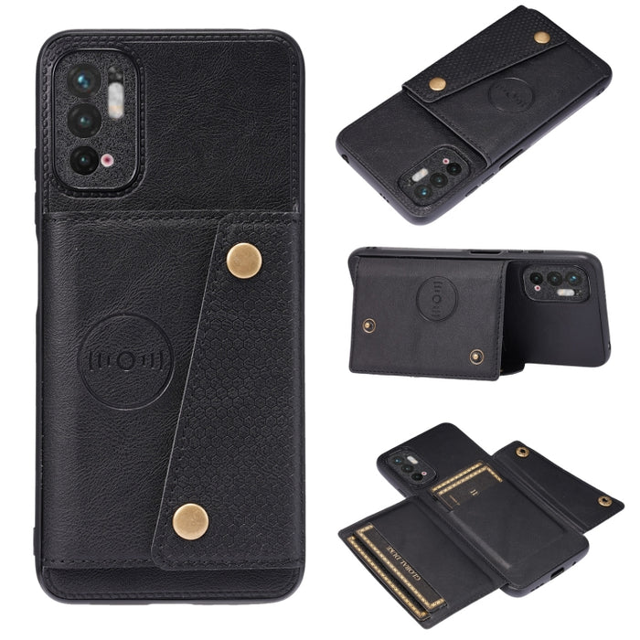 Estuche protector magnético a prueba de golpes con doble hebilla PU + TPU con ranura para tarjeta y soporte, For Huawei P50, For OPPO K9, For OPPO Reno6, For Xiaomi Redmi K40 Gaming, For Xiaomi Redmi Note 10 Pro 5G, For Xiaomi Redmi Note 10 5G         ...