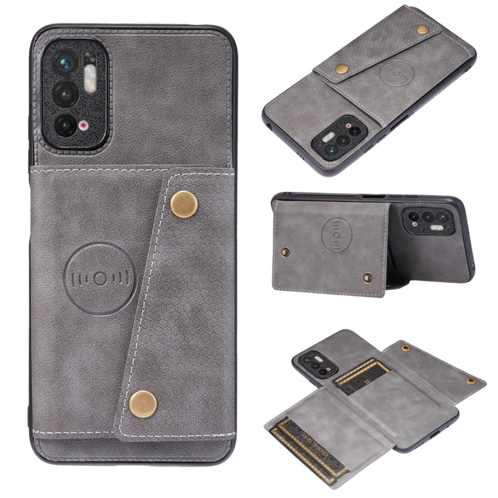 Estuche protector magnético a prueba de golpes con doble hebilla PU + TPU con ranura para tarjeta y soporte, For Huawei P50, For OPPO K9, For OPPO Reno6, For Xiaomi Redmi K40 Gaming, For Xiaomi Redmi Note 10 Pro 5G, For Xiaomi Redmi Note 10 5G         ...