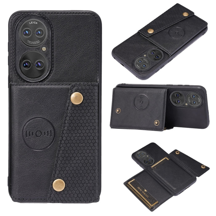 Estuche protector magnético a prueba de golpes con doble hebilla PU + TPU con ranura para tarjeta y soporte, For Huawei P50, For OPPO K9, For OPPO Reno6, For Xiaomi Redmi K40 Gaming, For Xiaomi Redmi Note 10 Pro 5G, For Xiaomi Redmi Note 10 5G         ...