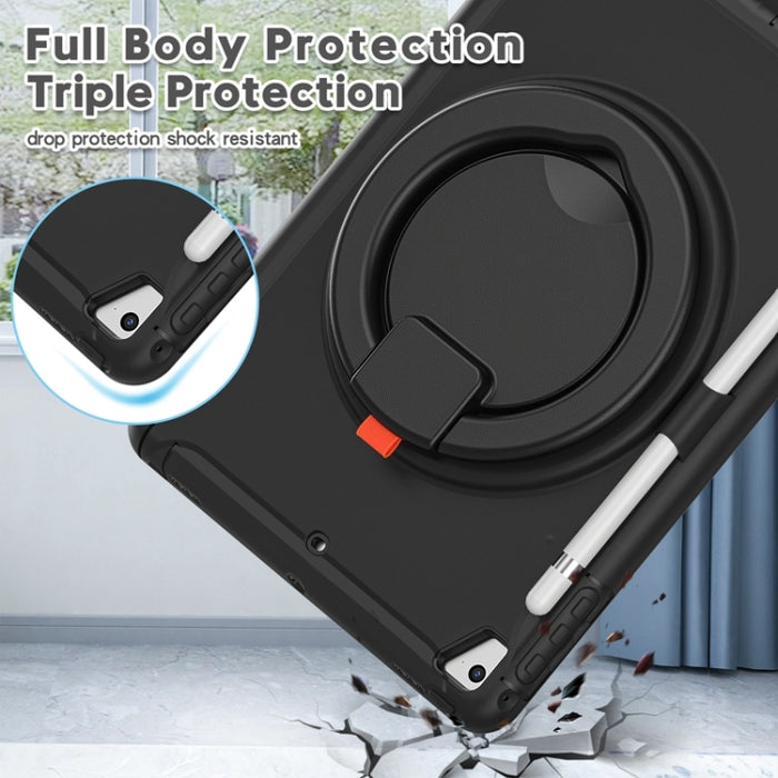 Funda protectora de silicona + PC a prueba de golpes con rotación de 360 grados Mango plegable Soporte de agarre Ranura para bolígrafo, For iPad 9.7 2018 / 2017 / Air 2 / Pro 9.7, ForiPad 9.7 2018 / 2017 / Air 2 / Pro 9.7