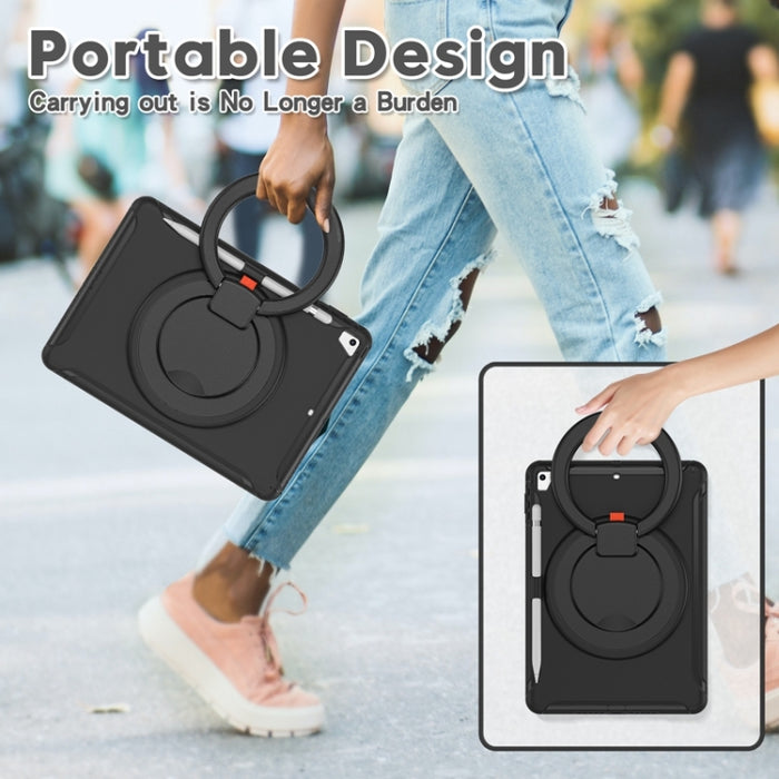 Funda protectora de silicona + PC a prueba de golpes con rotación de 360 grados Mango plegable Soporte de agarre Ranura para bolígrafo, For iPad 9.7 2018 / 2017 / Air 2 / Pro 9.7, ForiPad 9.7 2018 / 2017 / Air 2 / Pro 9.7