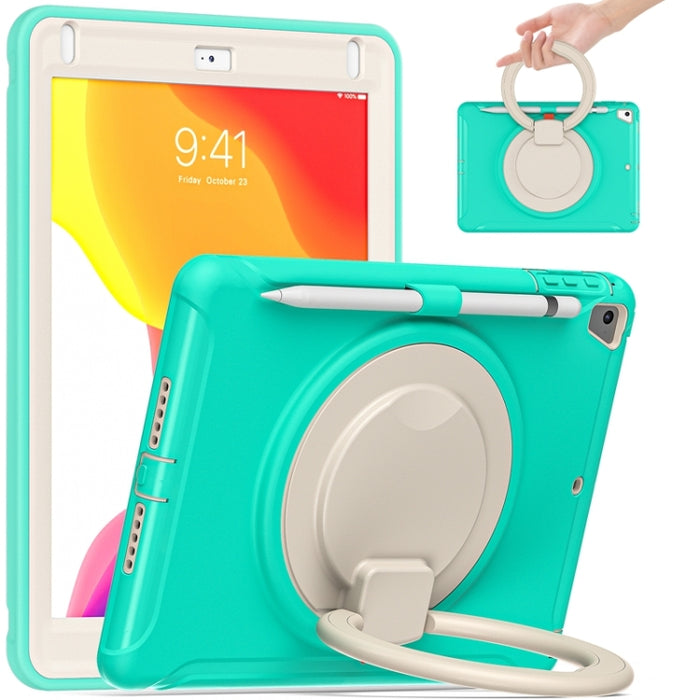 Funda protectora de silicona + PC a prueba de golpes con rotación de 360 grados Mango plegable Soporte de agarre Ranura para bolígrafo, For iPad 9.7 2018 / 2017 / Air 2 / Pro 9.7, ForiPad 9.7 2018 / 2017 / Air 2 / Pro 9.7