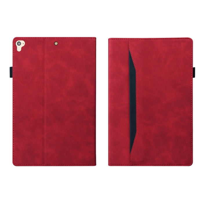 Estuche de cuero con tapa horizontal a prueba de golpes para negocios con soporte y ranuras para tarjetas y marco de fotos y ranura para bolígrafo y función de reposo / activación