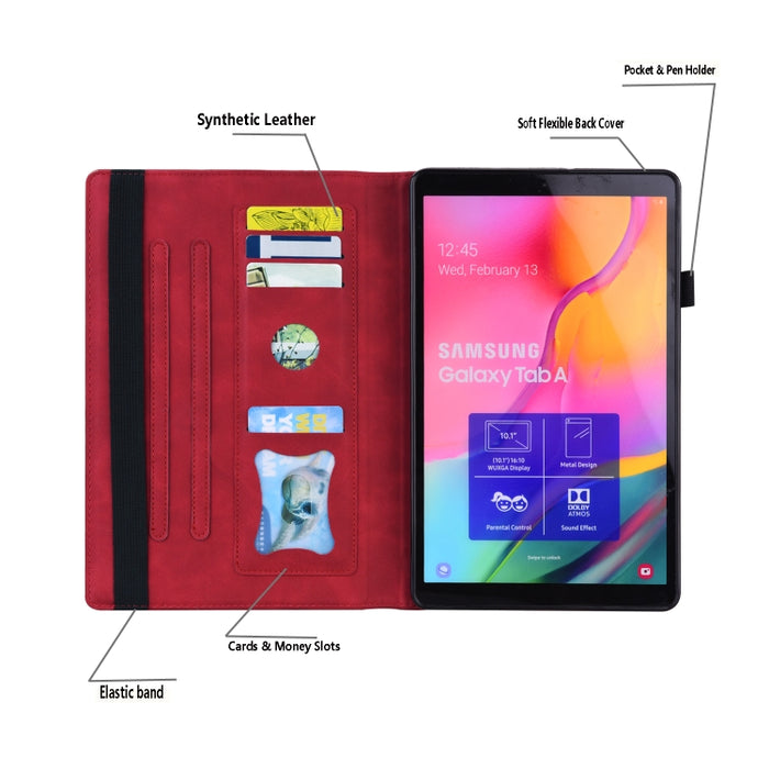 Estuche de cuero con tapa horizontal a prueba de golpes para negocios con soporte y ranuras para tarjetas y marco de fotos y ranura para bolígrafo y función de reposo / activación