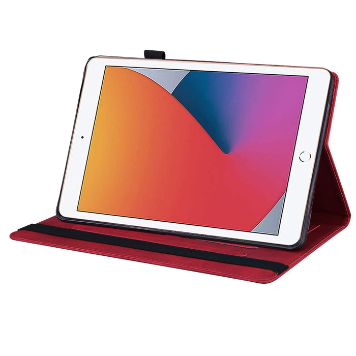 Estuche de cuero con tapa horizontal a prueba de golpes para negocios con soporte y ranuras para tarjetas y marco de fotos y ranura para bolígrafo y función de reposo / activación