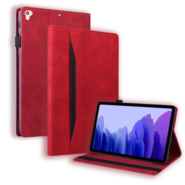 Estuche de cuero con tapa horizontal a prueba de golpes para negocios con soporte y ranuras para tarjetas y marco de fotos y ranura para bolígrafo y función de reposo / activación