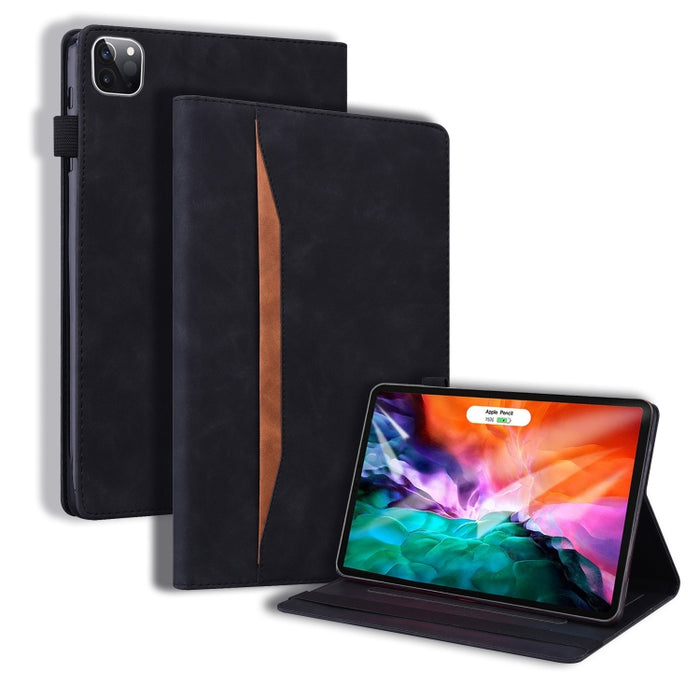 Estuche de cuero con tapa horizontal a prueba de golpes para negocios con soporte y ranuras para tarjetas y marco de fotos y ranura para bolígrafo y función de reposo / activación