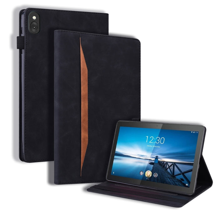 Estuche de cuero con tapa horizontal a prueba de golpes para negocios con soporte y ranuras para tarjetas y marco de fotos y ranura para bolígrafo y función de reposo / activación