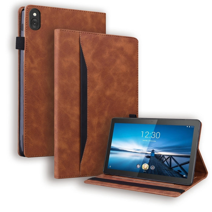 Estuche de cuero con tapa horizontal a prueba de golpes para negocios con soporte y ranuras para tarjetas y marco de fotos y ranura para bolígrafo y función de reposo / activación