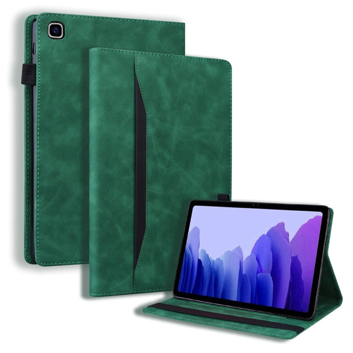 Estuche de cuero con tapa horizontal a prueba de golpes para negocios con soporte y ranuras para tarjetas y marco de fotos y ranura para bolígrafo y función de reposo / activación