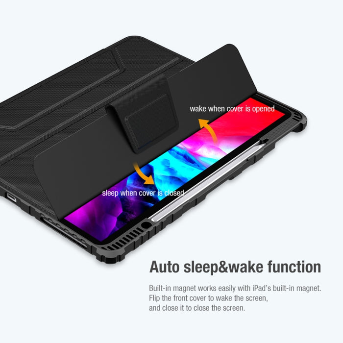 NILLKIN Bumper Pro Estuche de cuero con tapa horizontal con ranura para bolígrafo y soporte y función de suspensión / activación