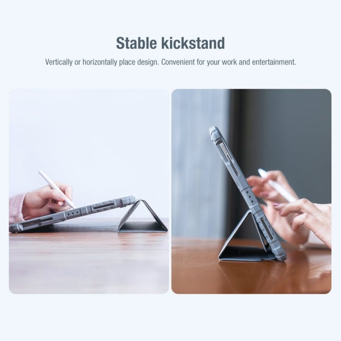 NILLKIN Bumper Pro Estuche de cuero con tapa horizontal con ranura para bolígrafo y soporte y función de suspensión / activación