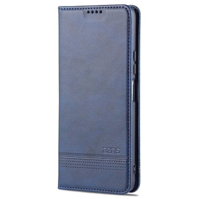AZNS Estuche de cuero con tapa horizontal con textura de becerro magnético con ranuras para tarjetas y soporte y billetera, For Xiaomi Redmi Note 10 Pro 5G