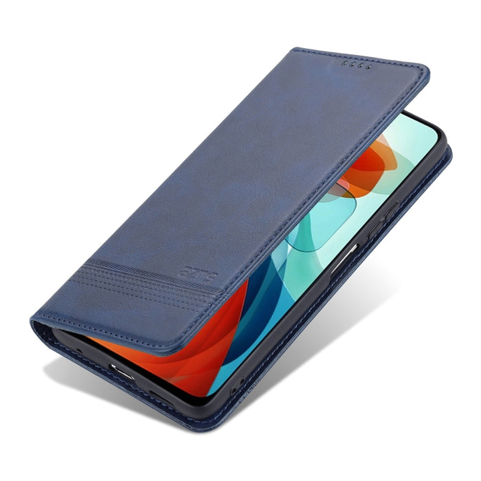 AZNS Estuche de cuero con tapa horizontal con textura de becerro magnético con ranuras para tarjetas y soporte y billetera, For Xiaomi Redmi Note 10 Pro 5G