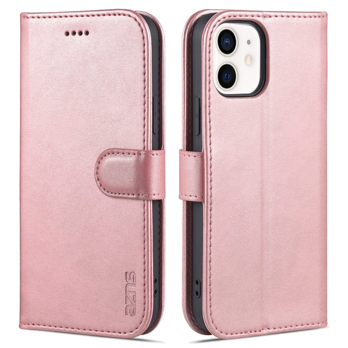 AZNS Skin Feel Calf Texture Funda de cuero con tapa horizontal con ranuras para tarjetas y soporte y billetera, For iPhone 12 / 12 Pro, For iPhone 12 Mini