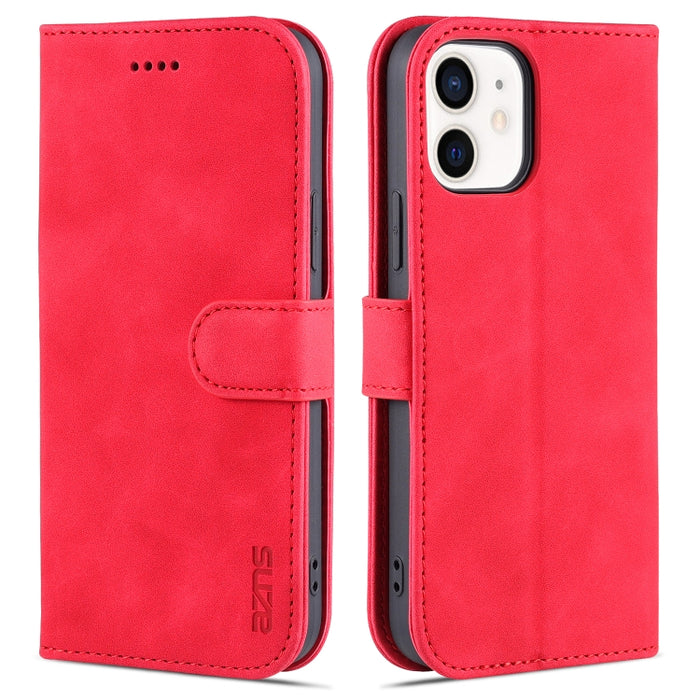 AZNS Skin Feel Calf Texture Funda de cuero con tapa horizontal con ranuras para tarjetas y soporte y billetera, For iPhone 12 / 12 Pro, For iPhone 12 Mini