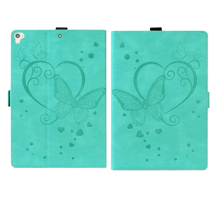 Love Butterfly Pattern Estuche de cuero con tapa horizontal con soporte y función de reposo / despertador