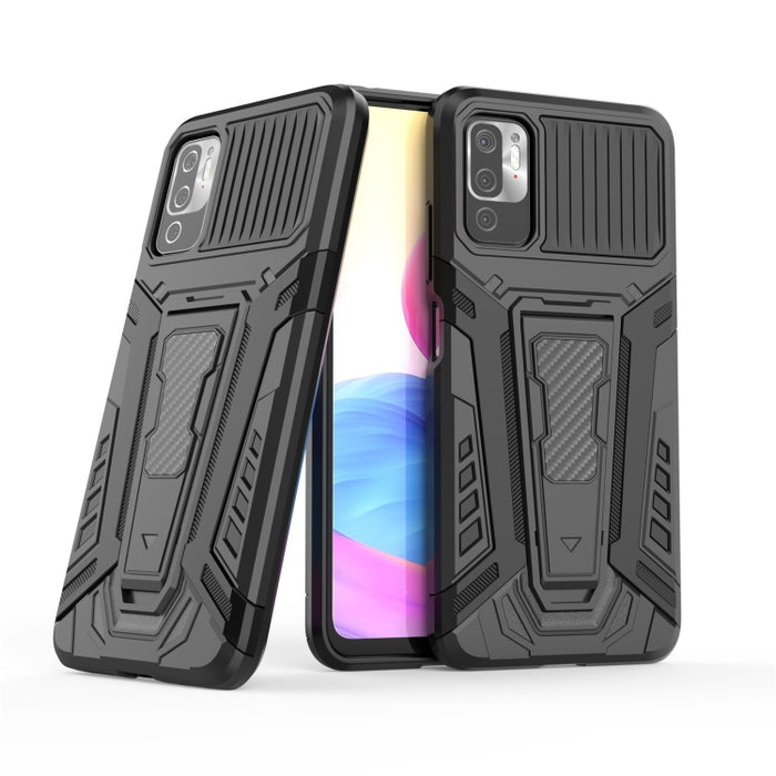 War Chariot Series Armor Todo incluido a prueba de golpes PC + TPU Funda protectora con soporte invisible, For Xiaomi Redmi Note 10 5G