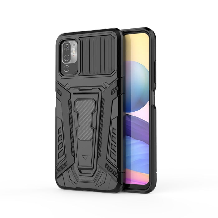 War Chariot Series Armor Todo incluido a prueba de golpes PC + TPU Funda protectora con soporte invisible, For Xiaomi Redmi Note 10 5G