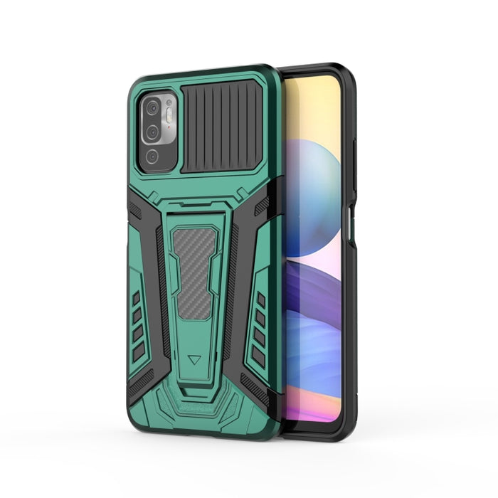 War Chariot Series Armor Todo incluido a prueba de golpes PC + TPU Funda protectora con soporte invisible, For Xiaomi Redmi Note 10 5G