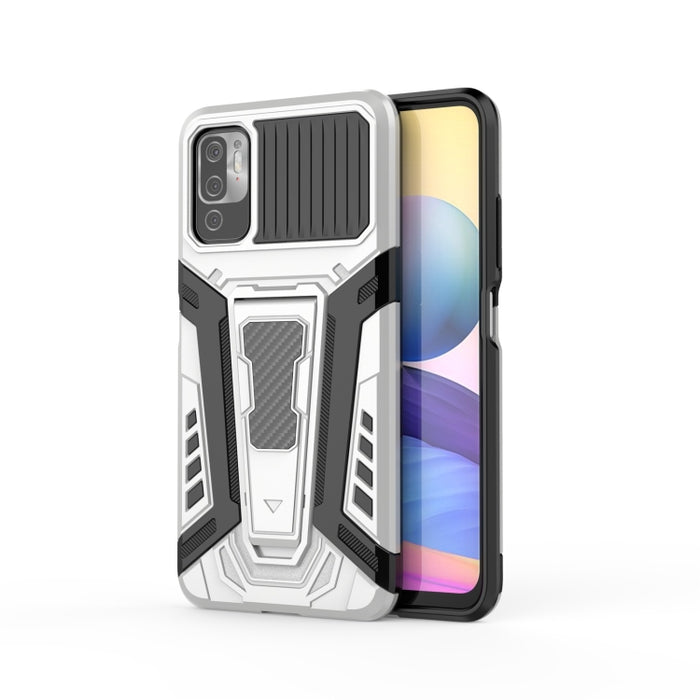 War Chariot Series Armor Todo incluido a prueba de golpes PC + TPU Funda protectora con soporte invisible, For Xiaomi Redmi Note 10 5G