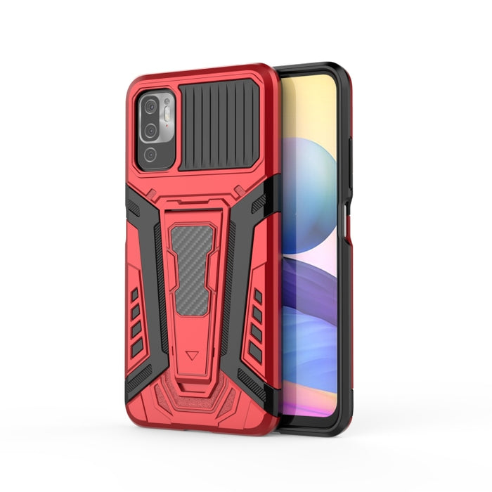 War Chariot Series Armor Todo incluido a prueba de golpes PC + TPU Funda protectora con soporte invisible, For Xiaomi Redmi Note 10 5G