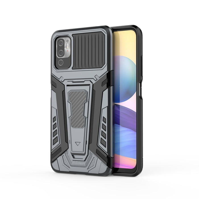 War Chariot Series Armor Todo incluido a prueba de golpes PC + TPU Funda protectora con soporte invisible, For Xiaomi Redmi Note 10 5G